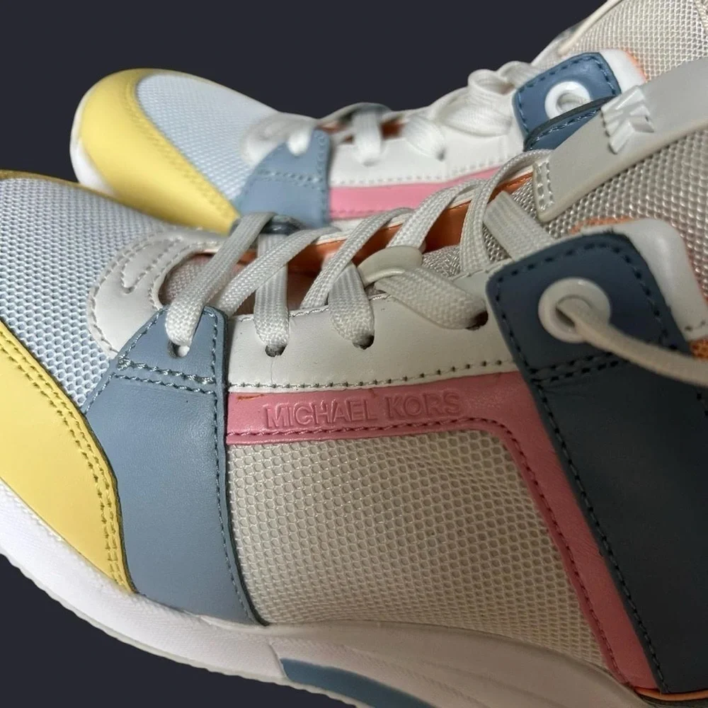 New- Michael Kors Georgie Wedge Trainer – Size 6.5 –  Pastels